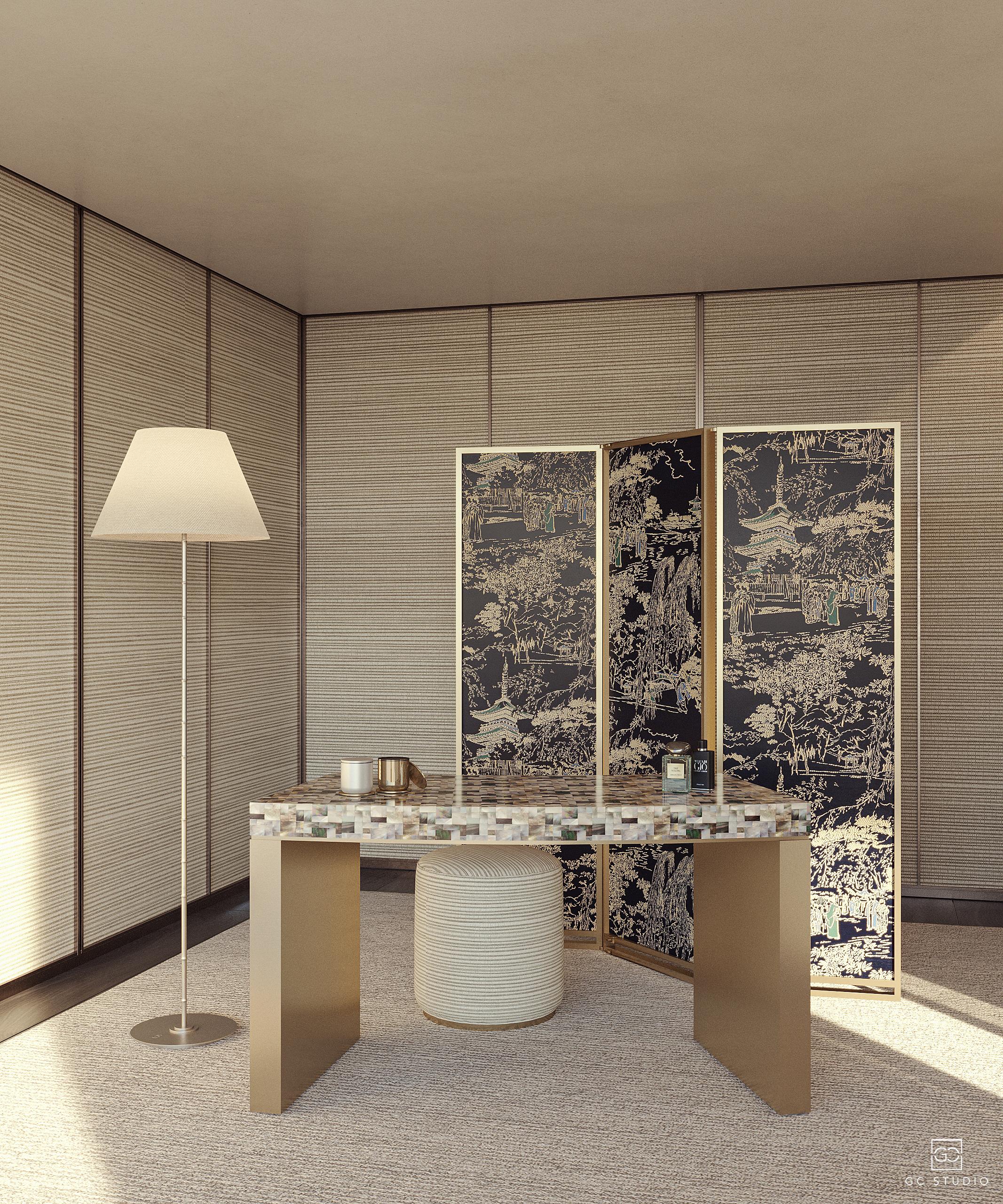 Dressing area with Armani/Casa detailing